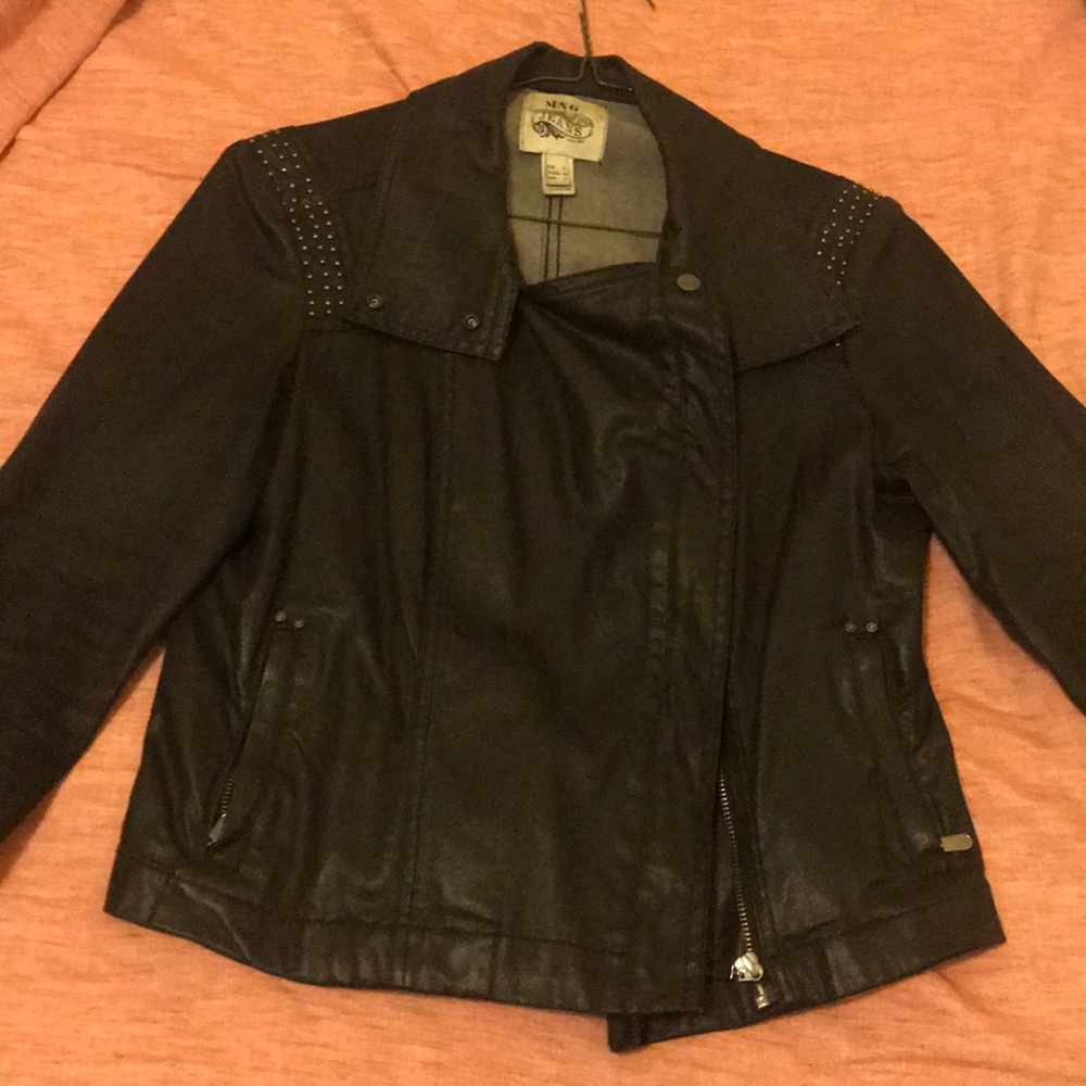 Coated black denim jacket